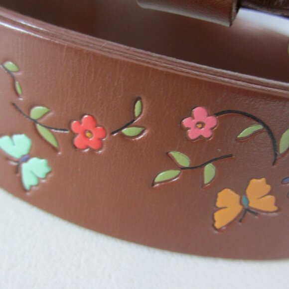 New Patricia Nash Vietri Leather Tooled  Belt Medium Flowers Butterfly NWT $69 M - Picture 4 of 7